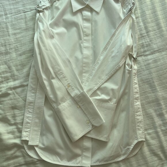 HELMUT LANG White Cotton Button Down Shirt with Straps - Women’s Size XS - Picture 9 of 9